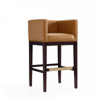 Manhattan Comfort BS012-CL Kingsley 38 in. Camel and Dark Walnut Beech Wood Barstool